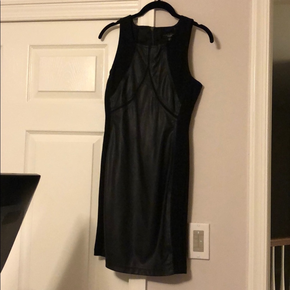 Sanctuary sheath dress with vegan leather detail